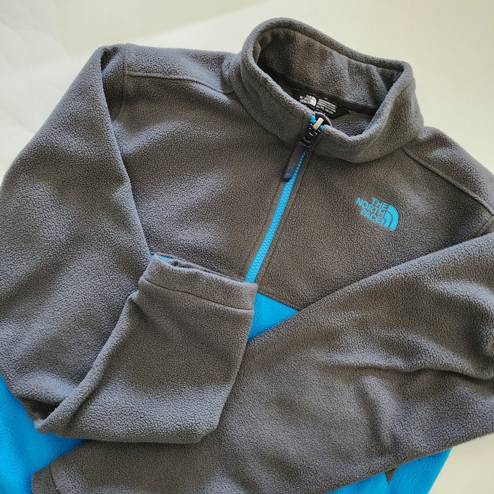 The North Face blue gray full zip fleece jacket boys size XL
